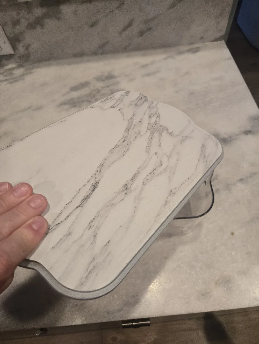 Clear Plastic Storage Organizer with Faux Marble Lid – 11x7x4